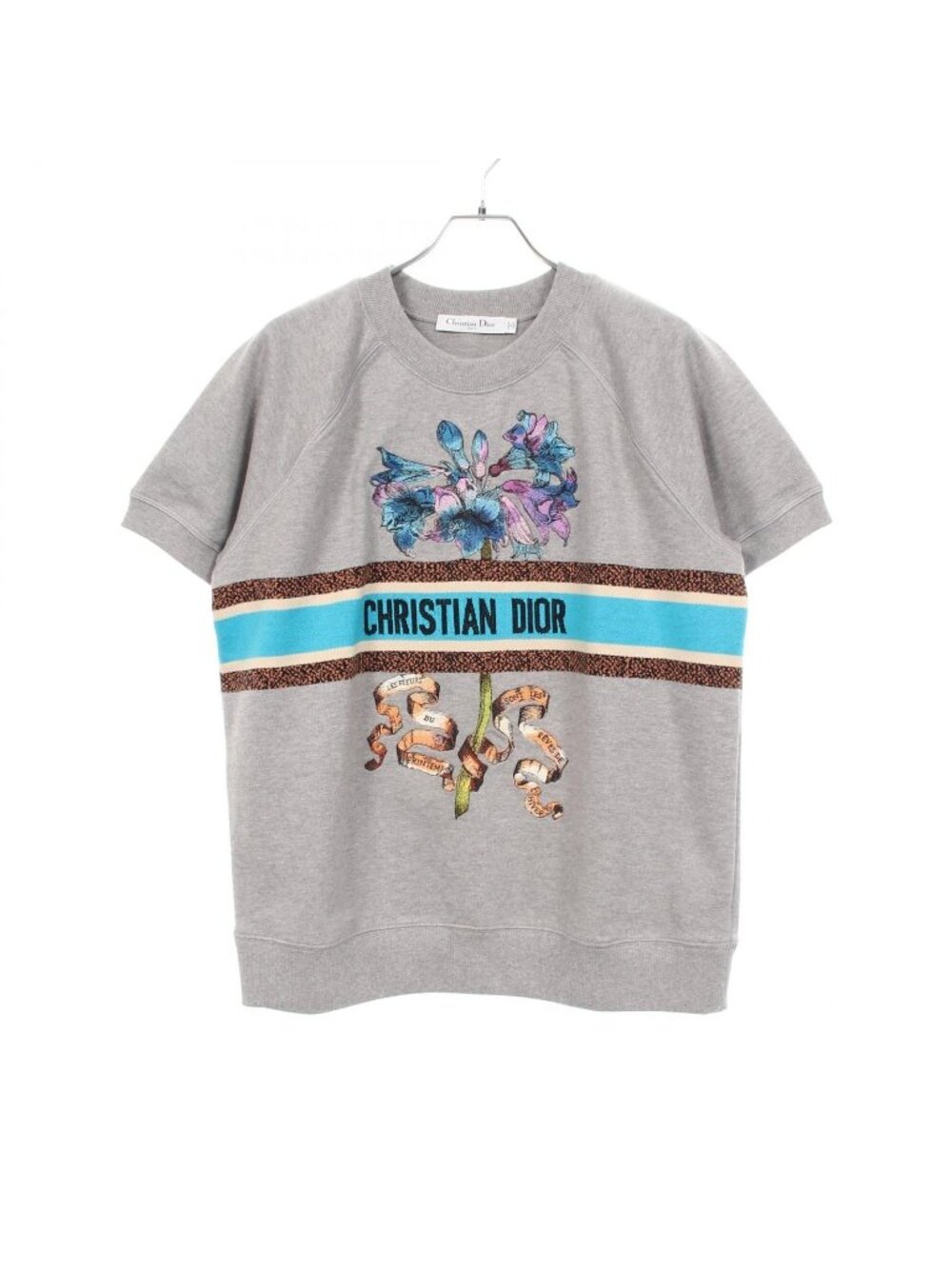 Dior Sweatshirt Flower Embroidery Logo Short Sleeve Cotton